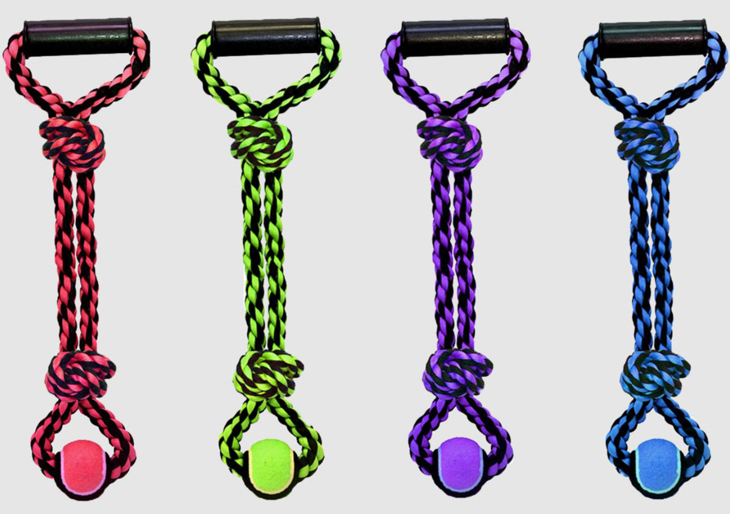 Multipet Nuts for Knots 2Knot Rope Tug Dog Toy With Tennis Ball