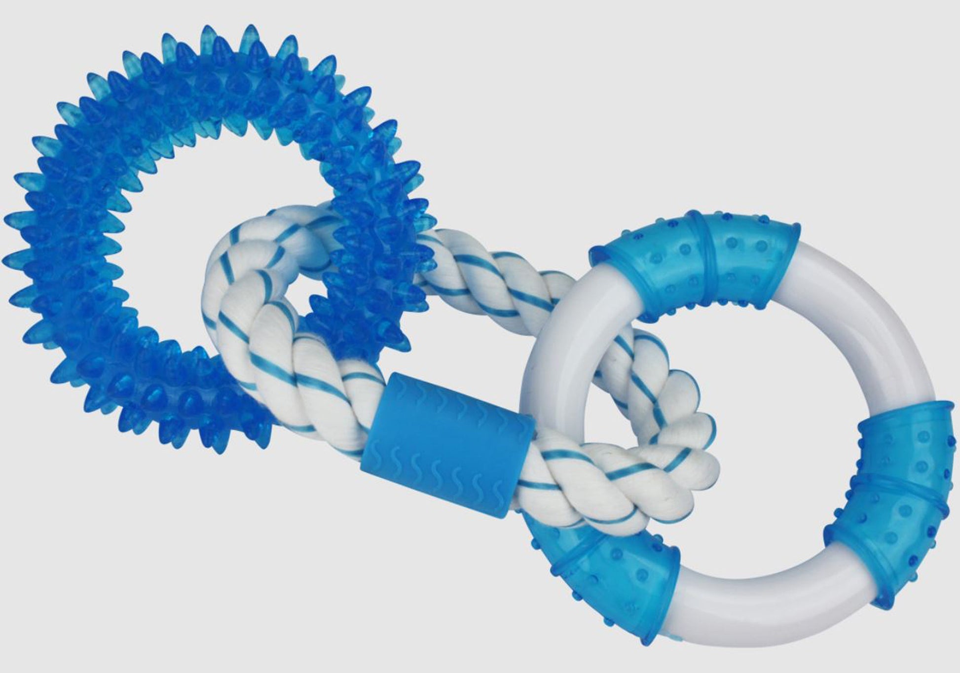 Multipet Canine Clean Peppermint With 3 Rings, Blue, White, 11 in