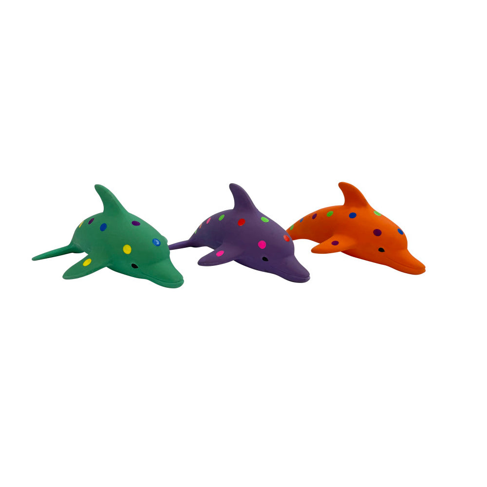 Multipet Pet Envy Waylon the Dolphin Latex Dog Toys Assorted, 8.5 in