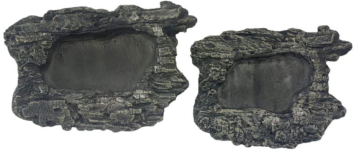 Komodo Habitat Bark Bowl for Reptile Terrariums, Large, Black/Tan