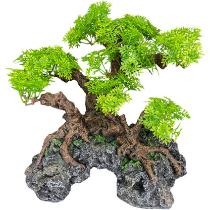 Komodo Bonsai Tree with Hide Reptile Terrarium Decor and Humidity Hide, 18 Inch