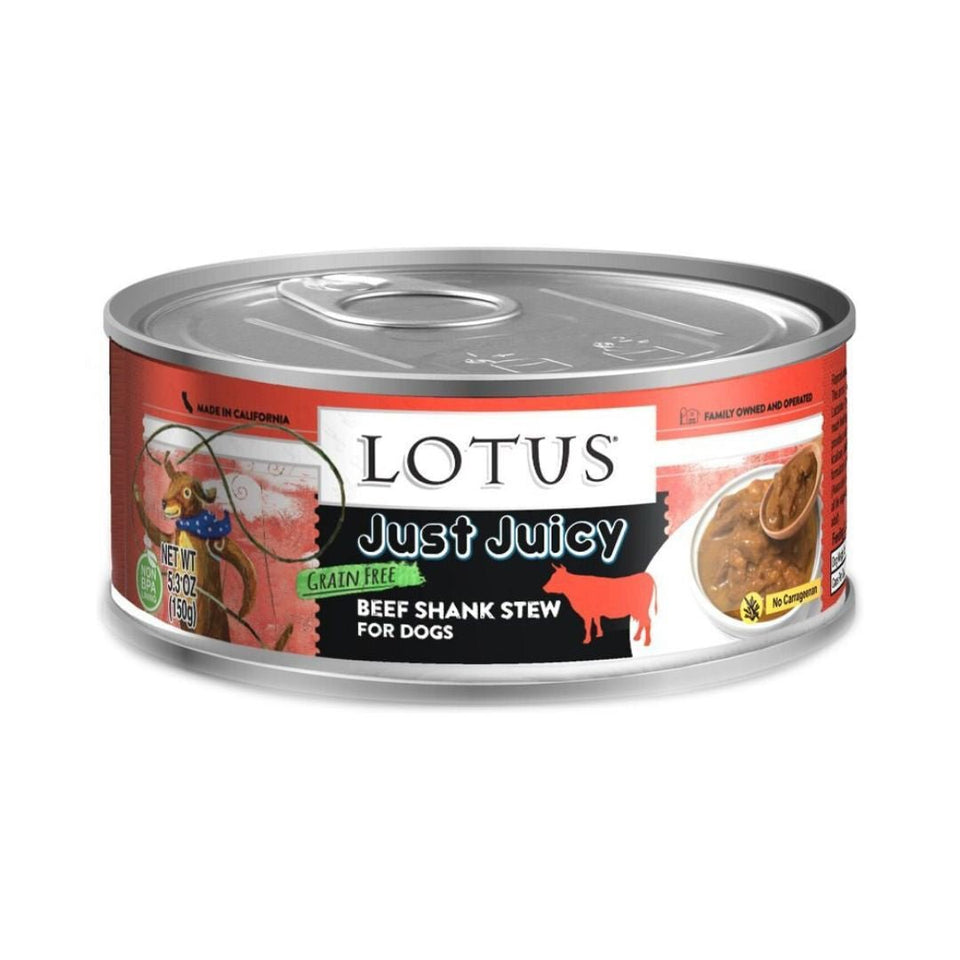 Lotus Just Juicy Beef Shank Stew Wet Dog Food 5.3 oz. 24 ct