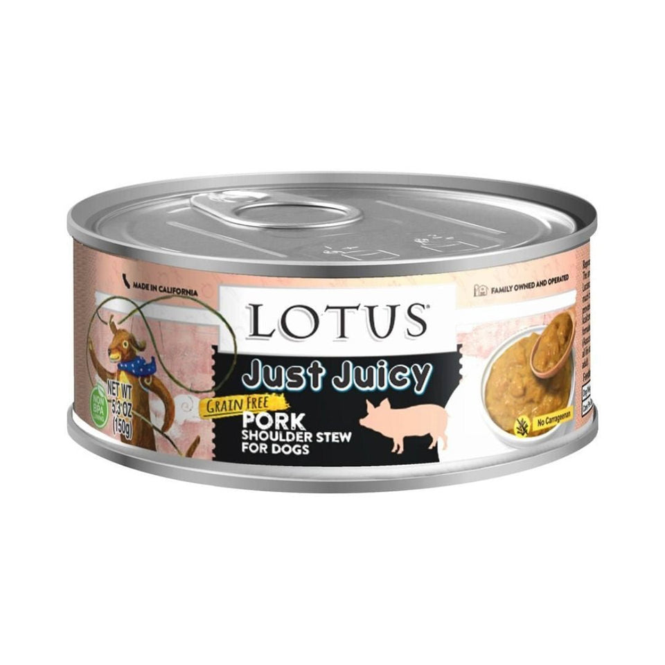 Lotus Just Juicy Pork Shoulder Stew Wet Dog Food 5.3 oz. 24 ct