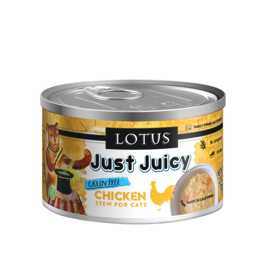Lotus Cat Just Juicy Chicken Stew 2.5oz. (Case of 24) - Pets Perfect