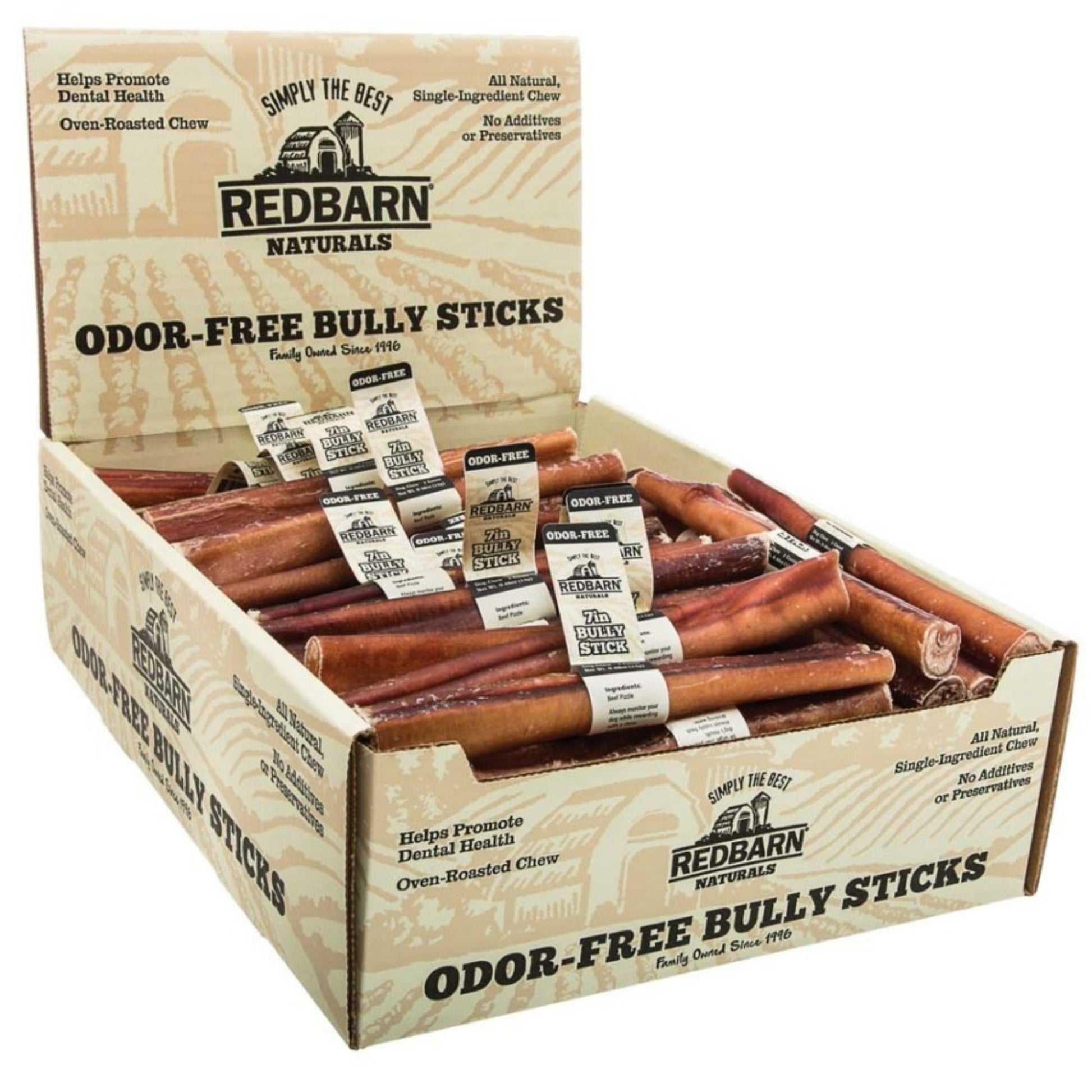 Redbarn Pet Products Odor-Free Bully Stick Dog Chew 7 in, 35 ct, view 2
