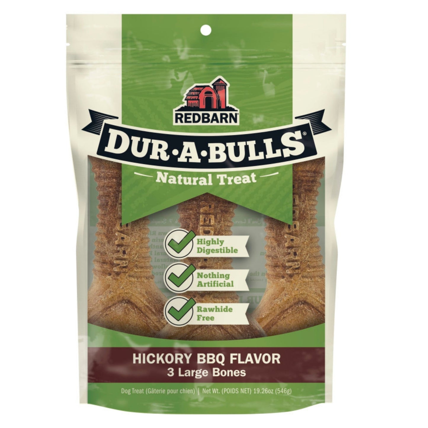 Redbarn Pet Products Dur-A-Bulls Braid Hickory BBQ, 3 ct, Large