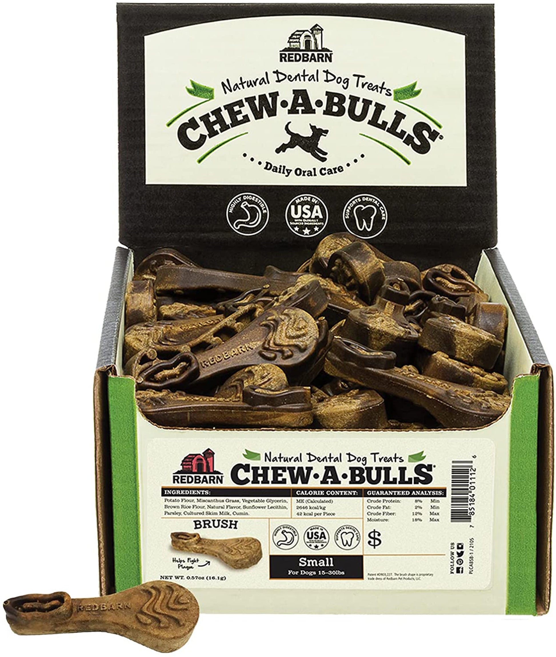 Redbarn Pet Products Chew-A-Bulls Dental Dog Treat Brush 24 ct, Small