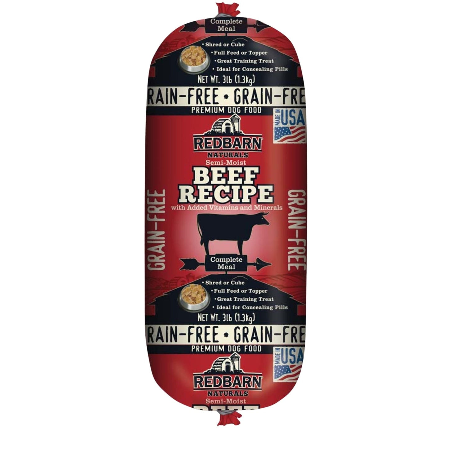 Redbarn Pet Products Grain-Free Dog Food Roll Beef 3 lb