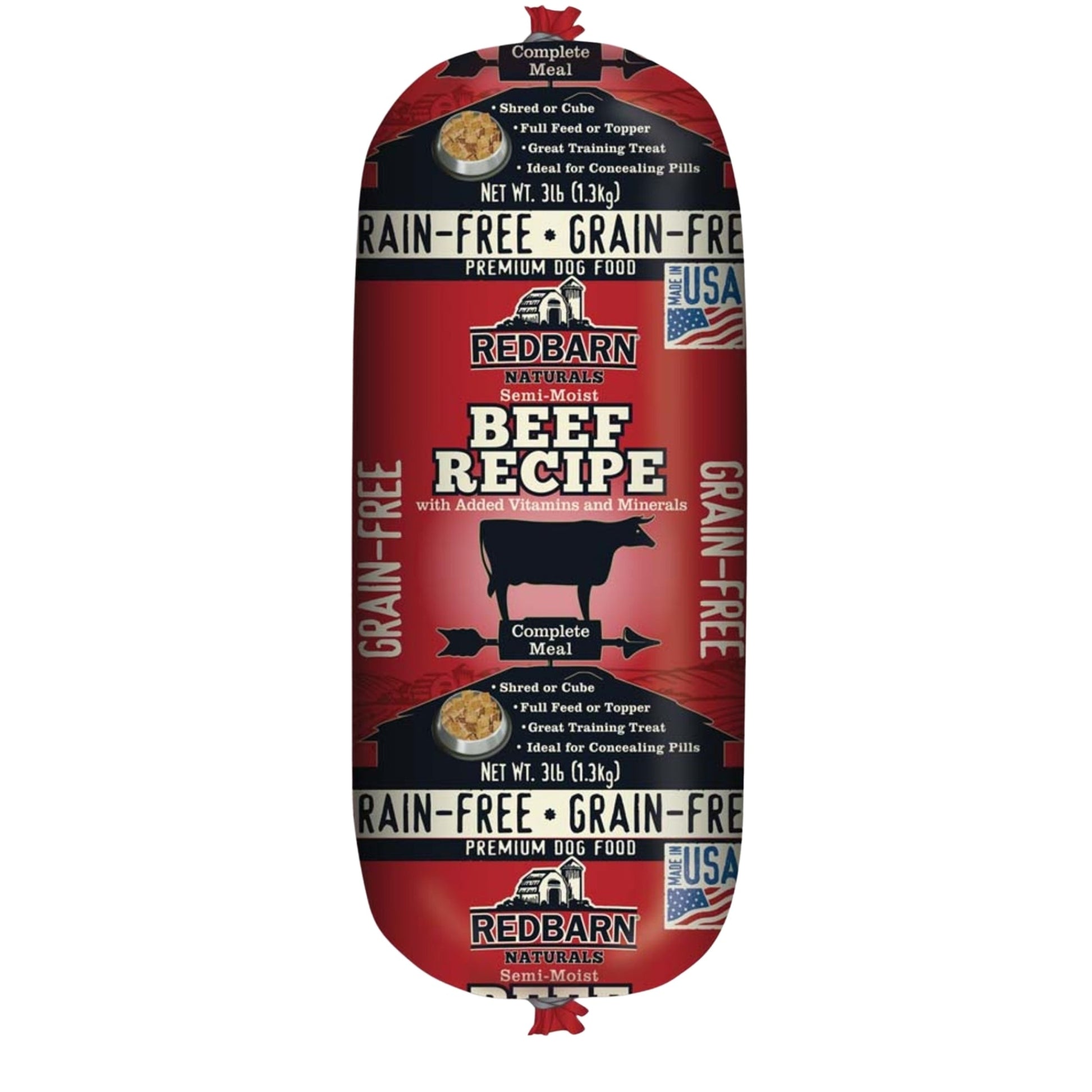 Redbarn Pet Products Grain-Free Dog Food Roll Beef 3 lb