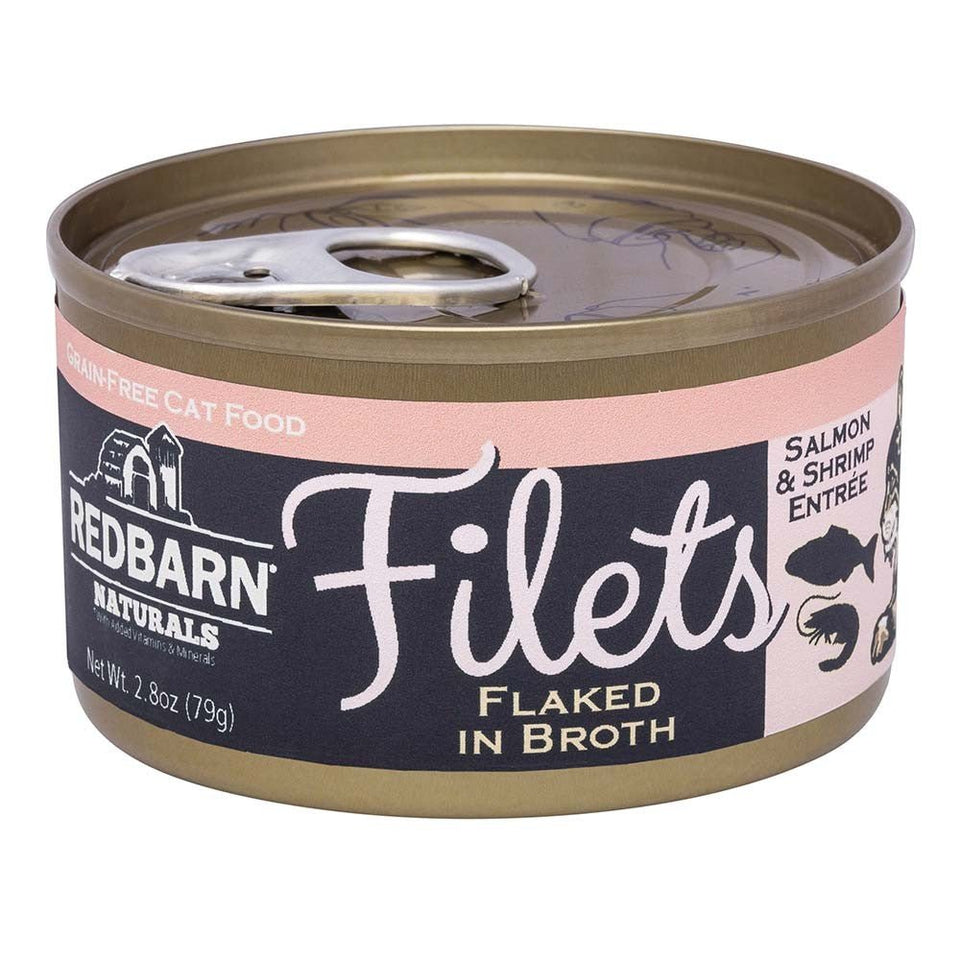 Redbarn Filets Flaked in Broth Wet Cat Food, Salmon & Shrimp, 2.8 oz