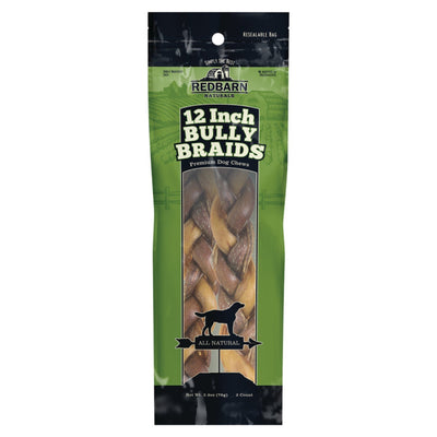 REDBARN Dog Bully Stick Braided 12in., 2 Pack (Case of 12)