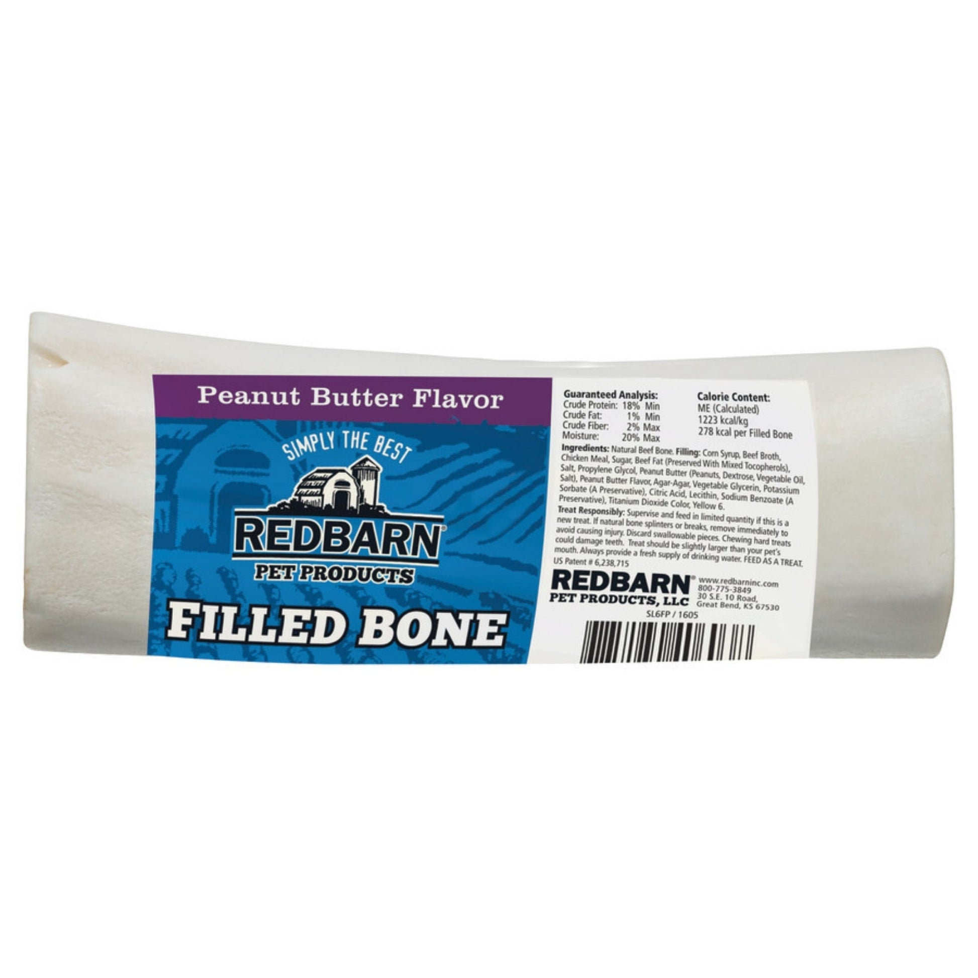 Redbarn Pet Products Filled Bone Dog Treat Peanut Butter 5 oz, Large