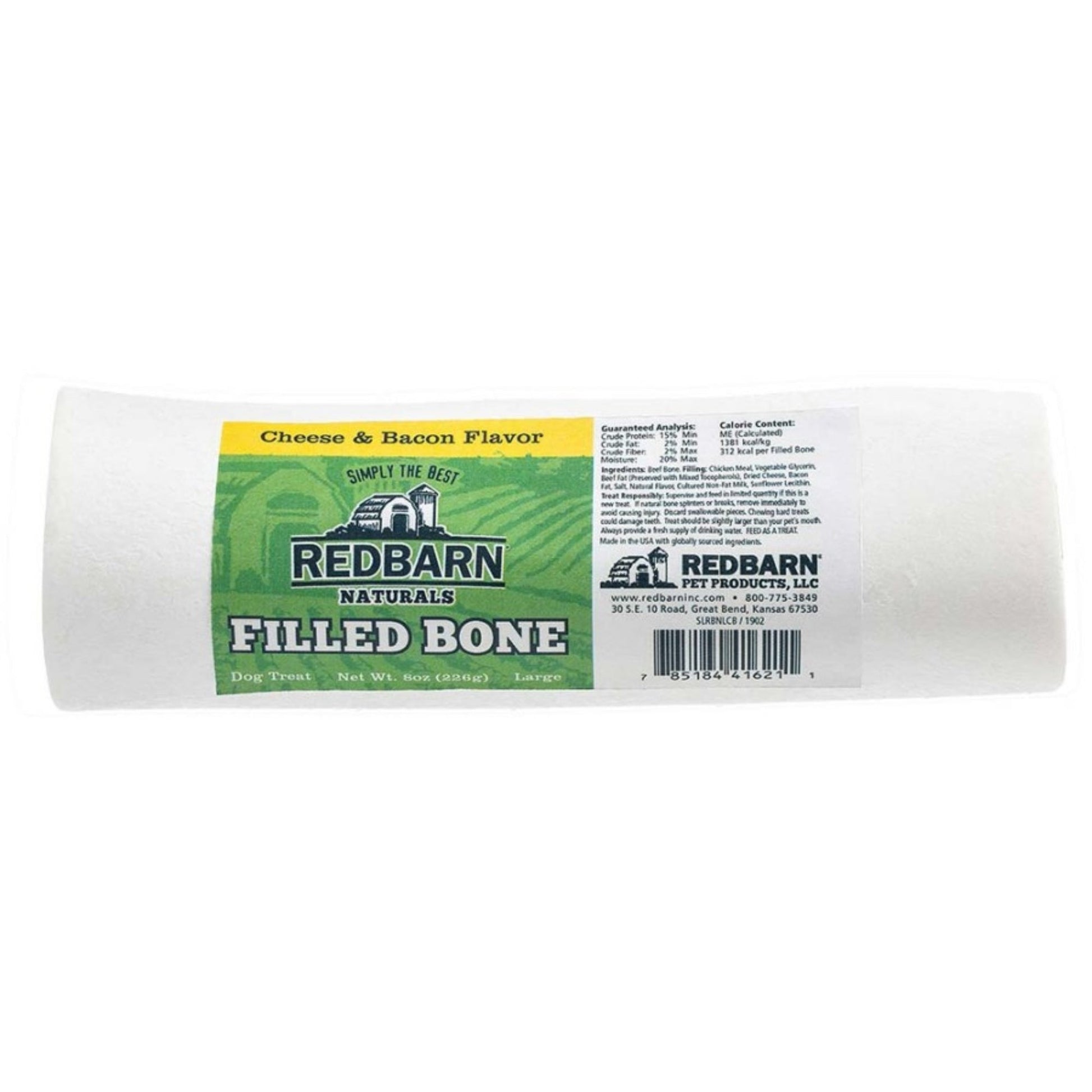 Redbarn Naturals Filled Bone Dog Treat Cheese & Bacon Large, 15 ct