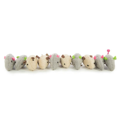 SmartyKat Skitter Critters Mice Catnip Toy Grey, Tan, 1ea/10 ct, Value pk - Pets Perfect