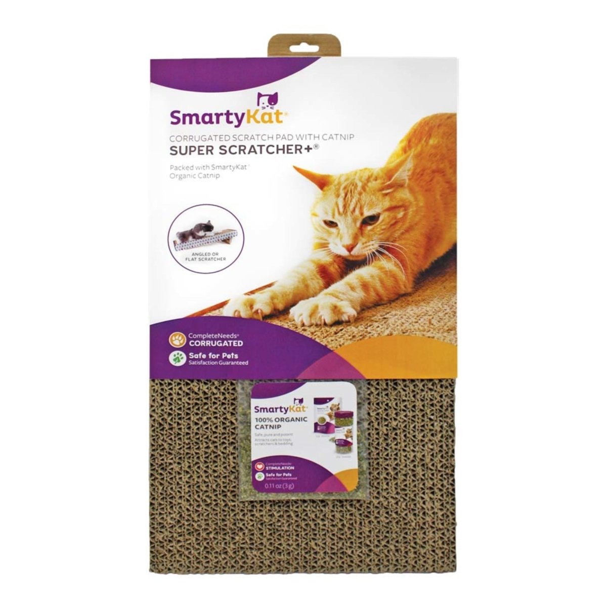 SmartyKat Super Scratcher+ Double Wide Corrugate with Catnip Brown, 1ea - Pets Perfect