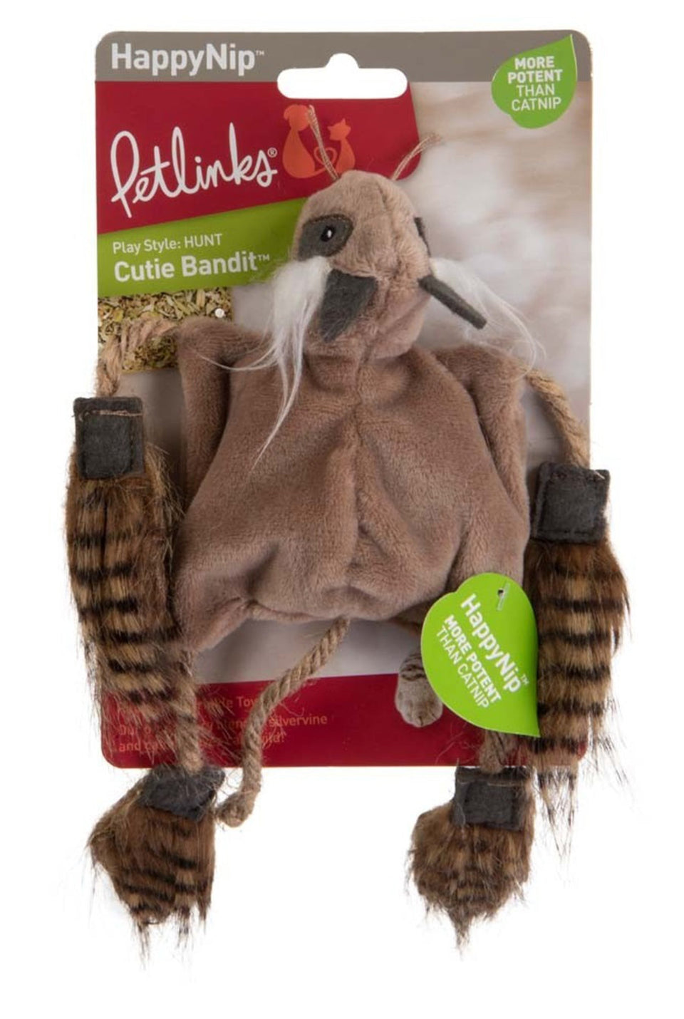 Petlinks HappyNip Cutie Bandit Catnip Cat Toy Brown