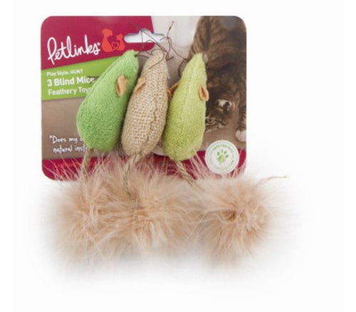 Petlinks Blind Mice Cat Toy Assorted 1ea/3 ct - Pets Perfect