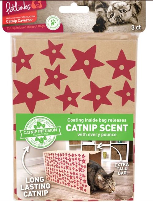Petlinks Caverns Catnip Infused Paper Bags Cat Toy Brown 1ea/3 pk - Pets Perfect