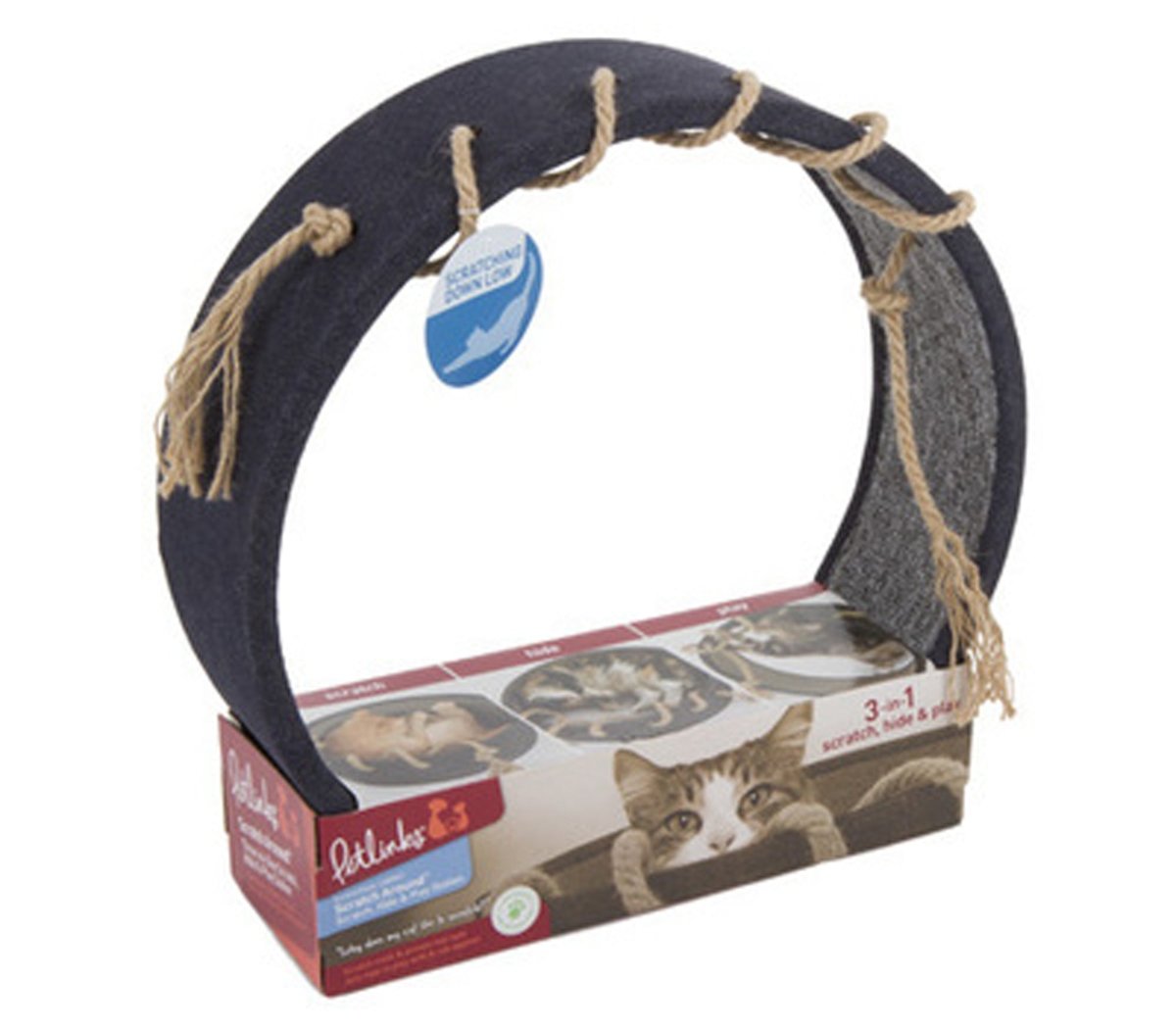 Petlinks Scratch Around Cat Scratcher Black 1ea - Pets Perfect