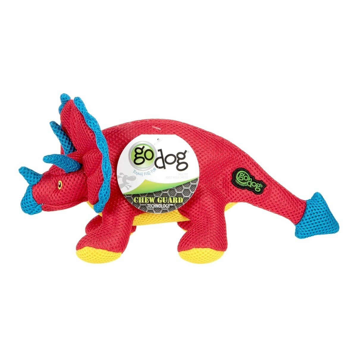 Godog Dino Frills Squeaky Plush Dog Toy Red Small - Pets Perfect
