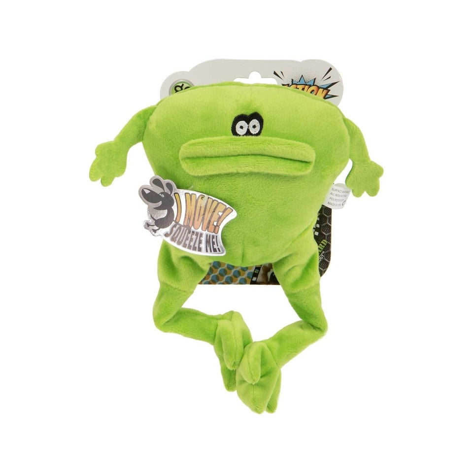 GoDog Action Plush Frog Animated Squeaky Dog Toy - Green, Large