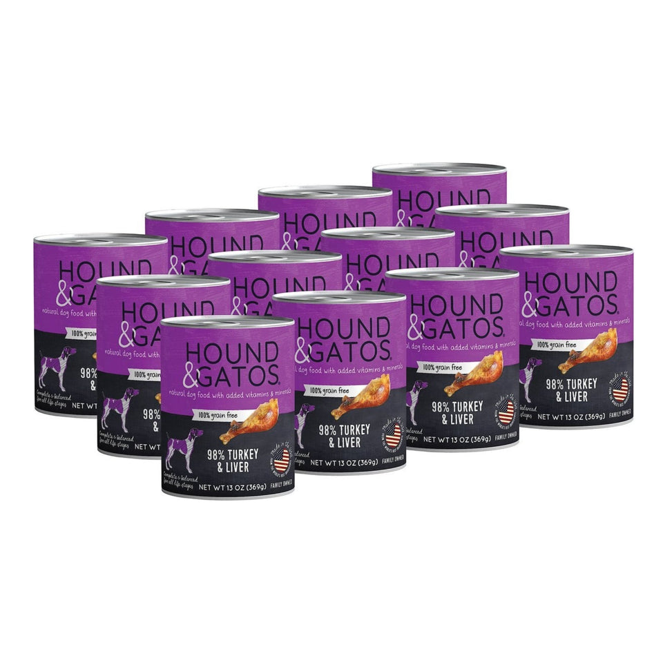 Hound And Gatos Dog Grain-Free Turkey And Liver, 13 oz each, Case of 12