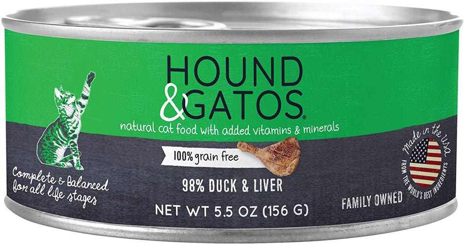 Hound and Gatos Cat Grain Free Duck and Liver 5.5oz. (Case of 24) - Pets Perfect