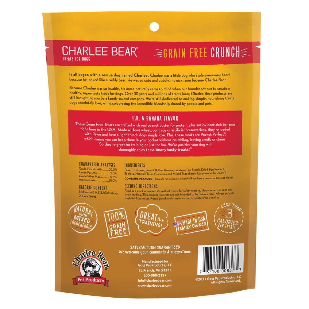 Charlee Bear Grain Free Peanut Butter Banana Dog Treats 8oz - Pets Perfect