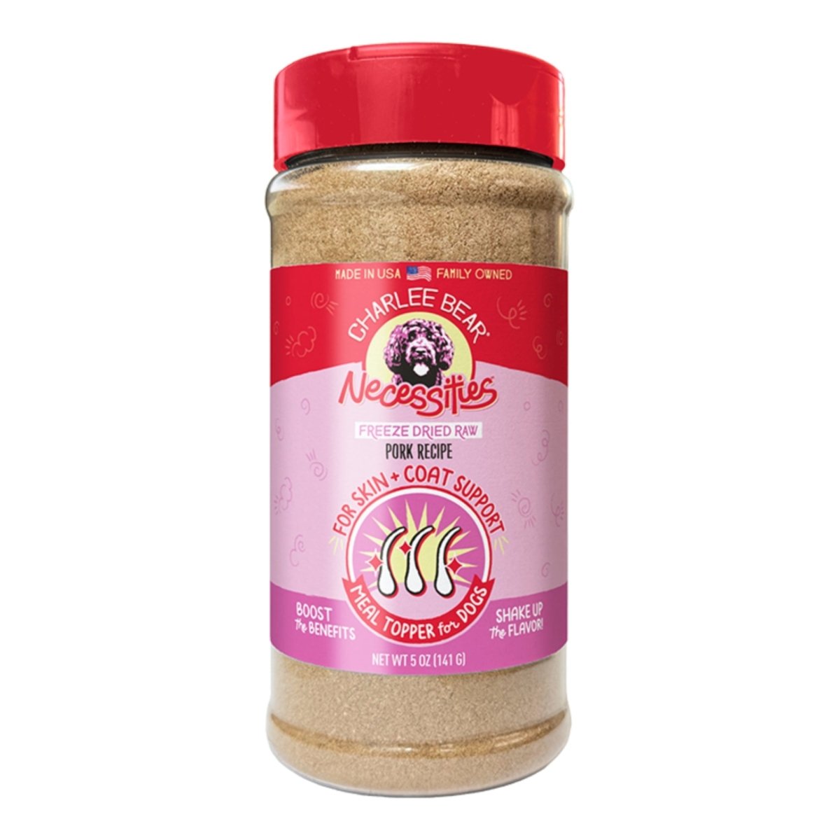 Charlee Bear Dog Necessities Pork Recipe - Skin & Coat Support Topper 5oz. - Pets Perfect