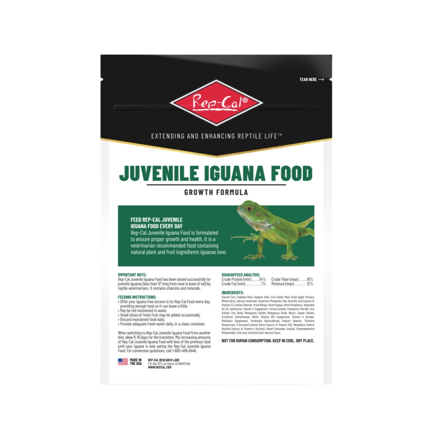 Rep-Cal Juvenile Iguana Dry Food - Growth Formula 12 oz
