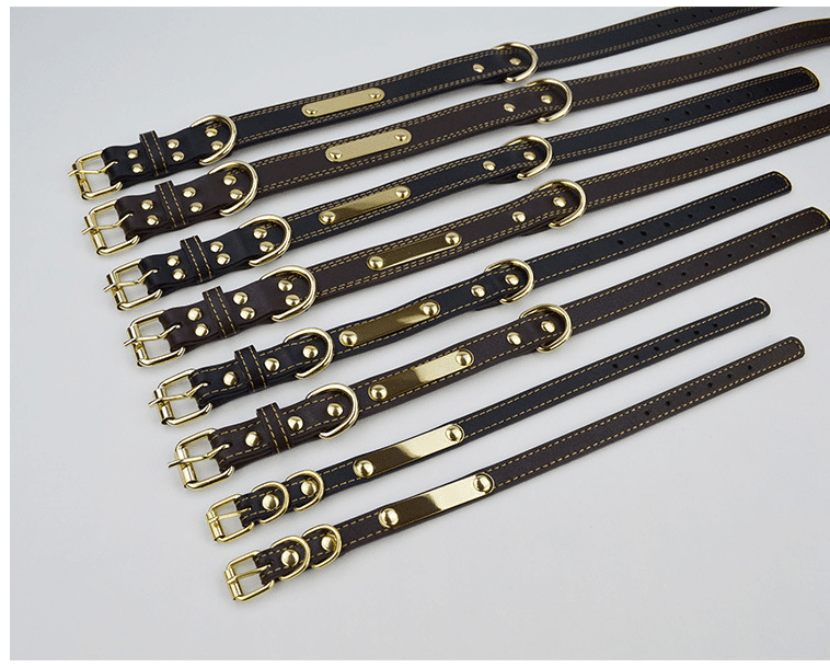 Leather Dog Collar - Personalized with Custom Engraving - Pets Perfect