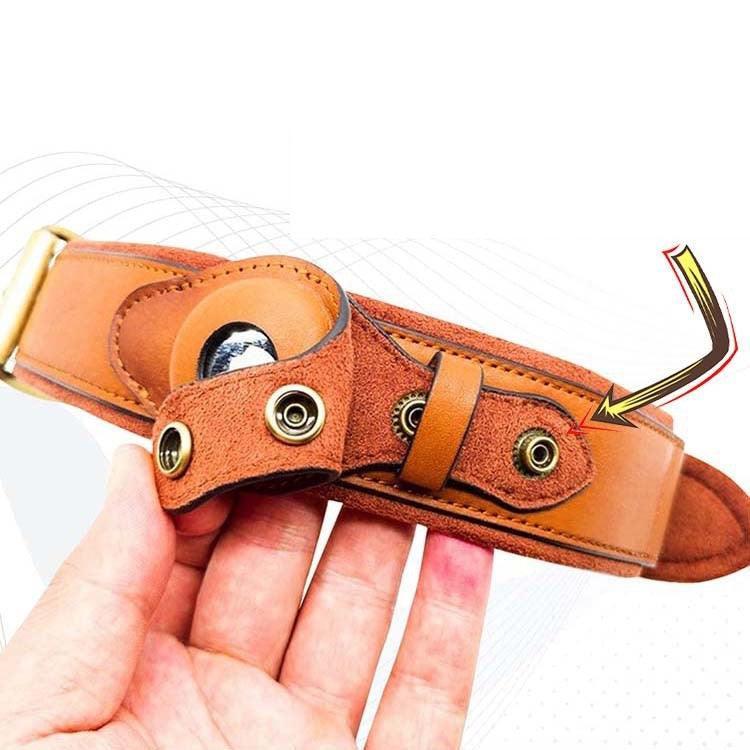 Premium Leather Dog Collar with Location Tracking - AirTag Compatible Collar for Safety - Pets Perfect