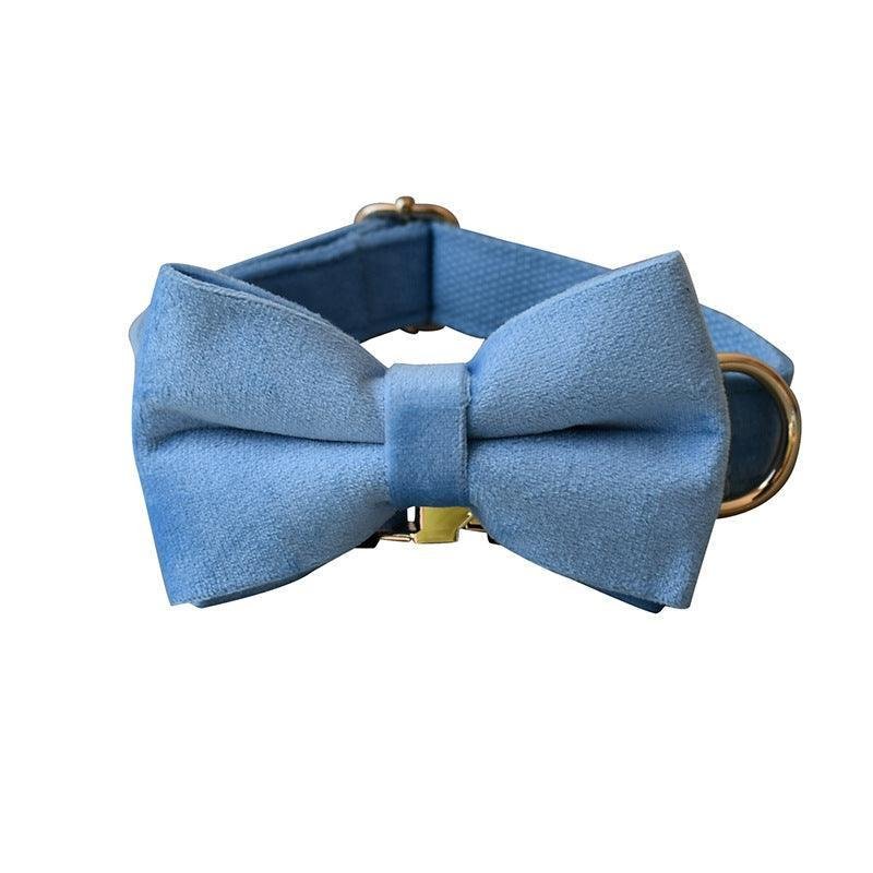 Luxury Velvet Dog Collar and Leash Set - Premium Monochrome Velvet Collar with Bow - Pets Perfect