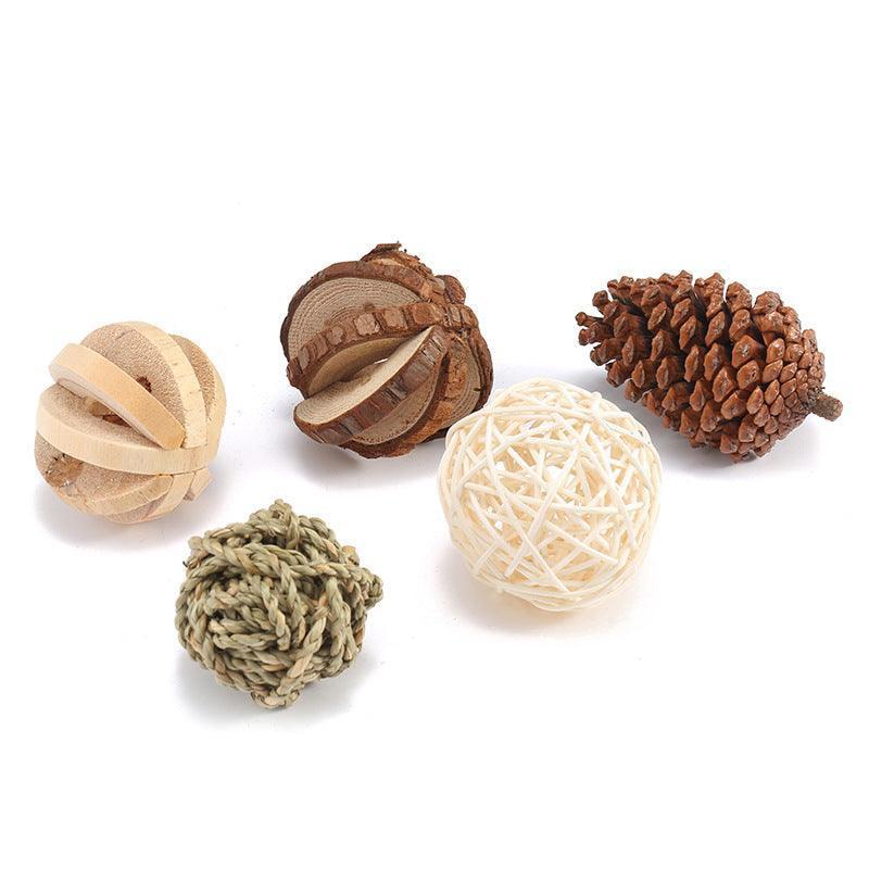 Natural Log Wooden Toy Combo Multi - Pet Molar Fun - Pets Perfect