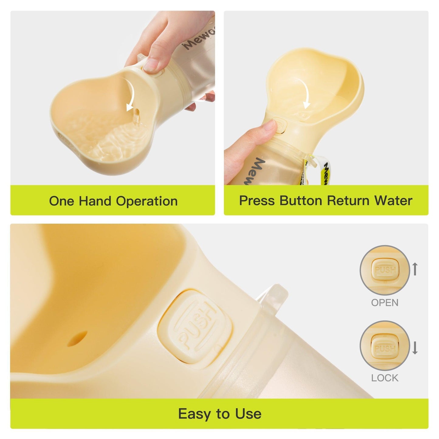 Mewoofun 2-In-1 Pet Water Bottle And Food Dispenser With Poop Bag Storage