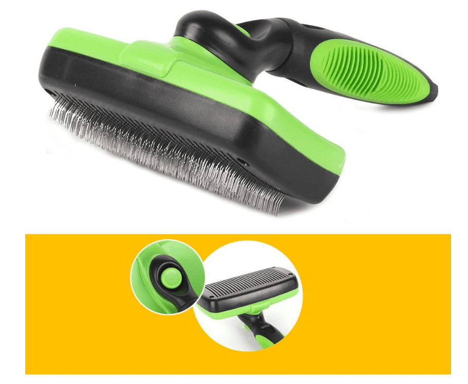Dog Hugs Cat FurFreeze Self - Cleaning Slicker Brush - Stainless Steel Dog Grooming Brush - Pets Perfect