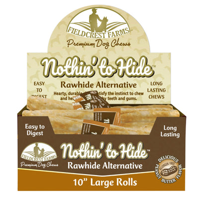 Store display box of 10 inch peanut butter rawhide-free chew rolls