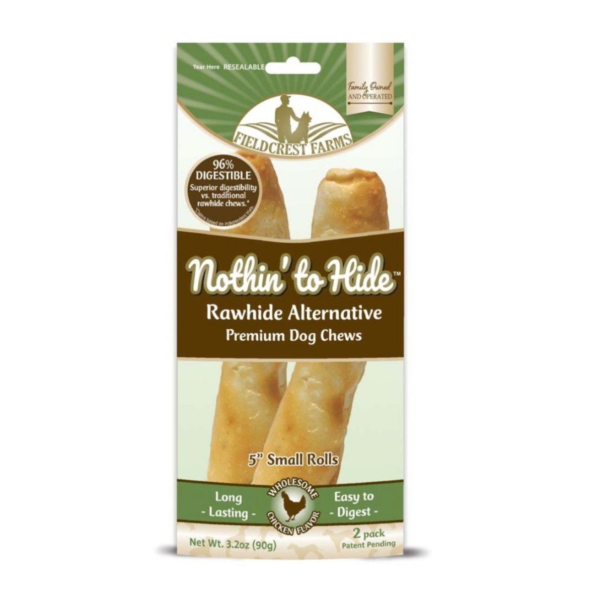 Fieldcrest Farms Nothin' To Hide Roll Dog Treat Chicken 1ea/5 in, SM, 2 pk - Pets Perfect