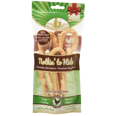 Fieldcrest Nothin' to Hide - Rawhide-Free Chicken Candy Cane, 6 ct