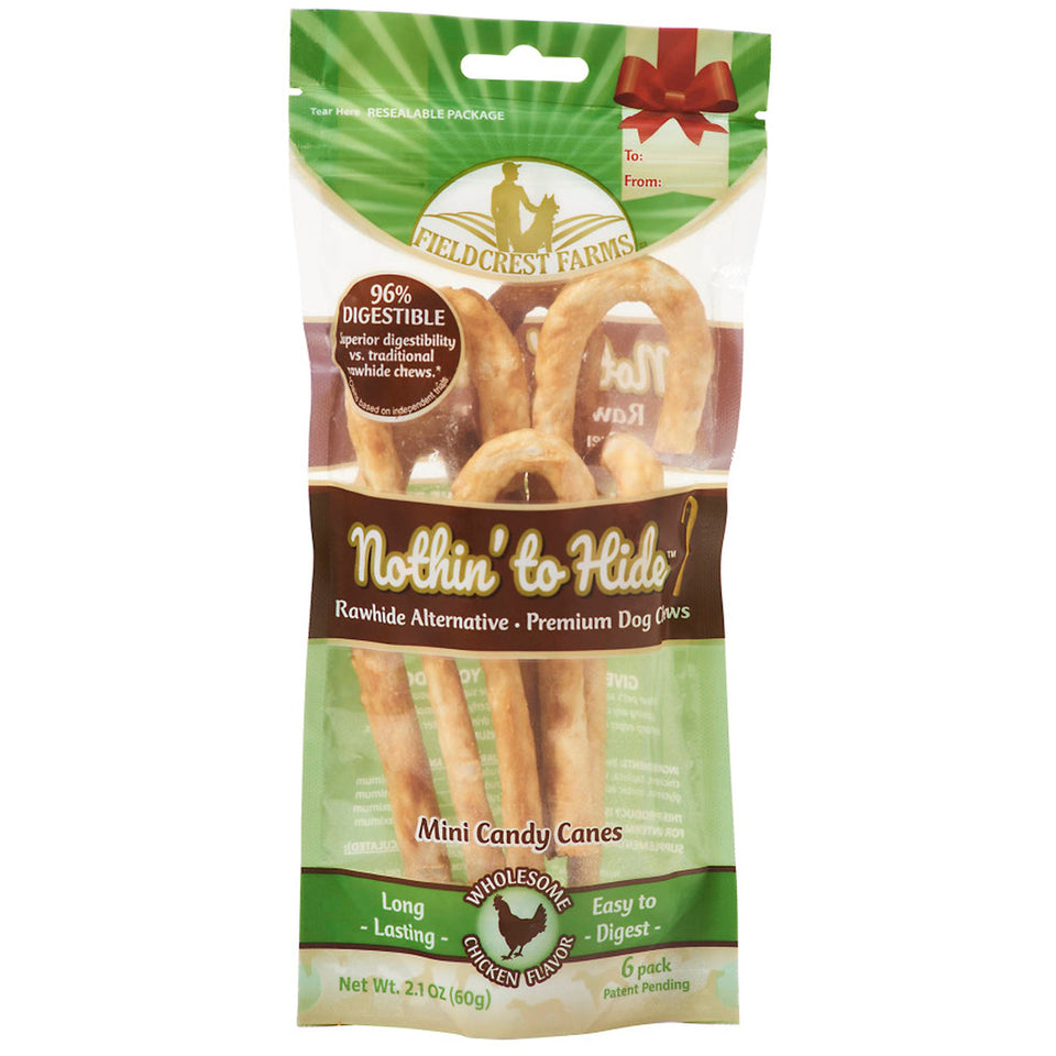 Fieldcrest Nothin' to Hide - Rawhide-Free Chicken Candy Cane, 6 ct