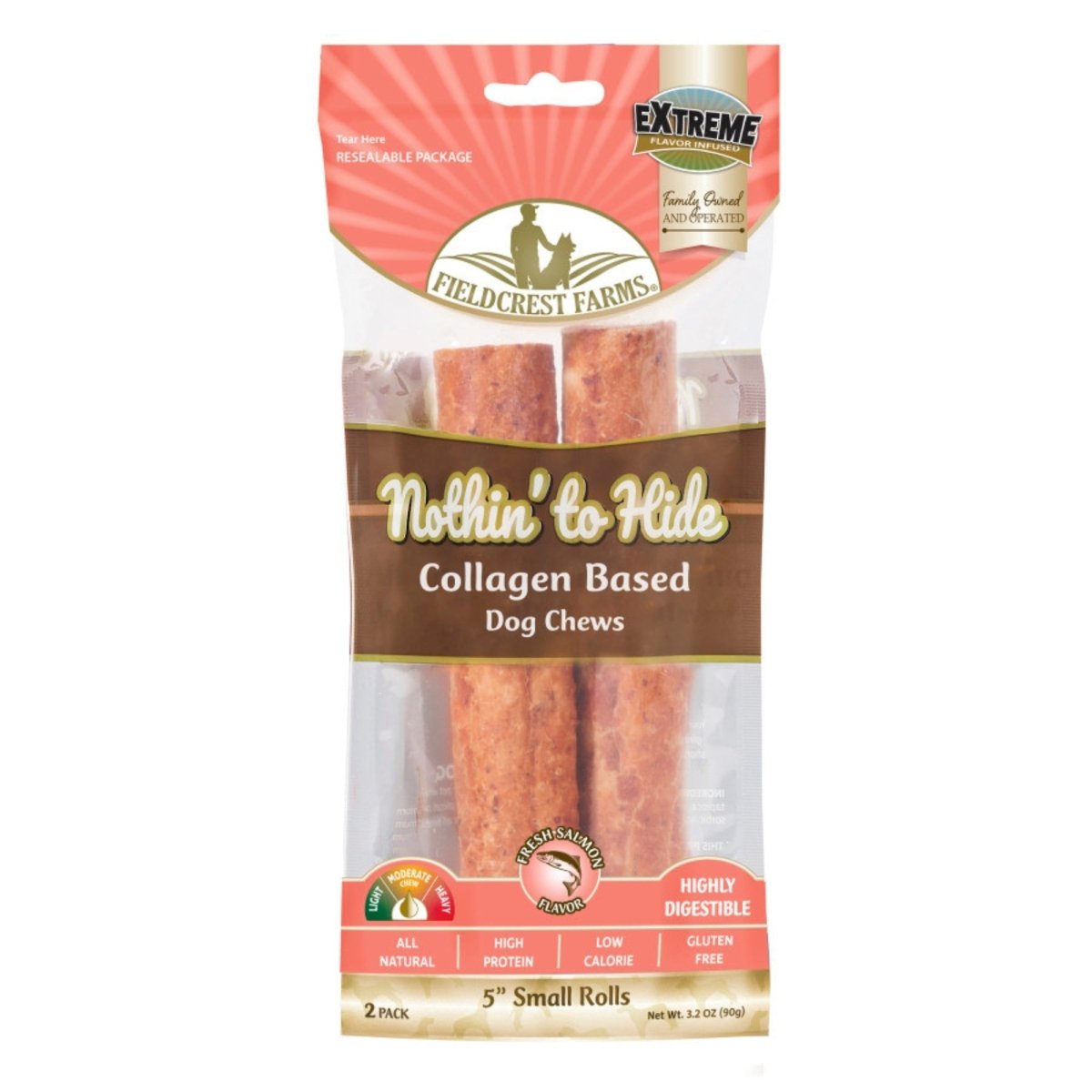 Fieldcrest Farms Nothin' to Hide Collagen Roll Dog Chew Salmon, 1ea/5 in, 2 pk - Pets Perfect