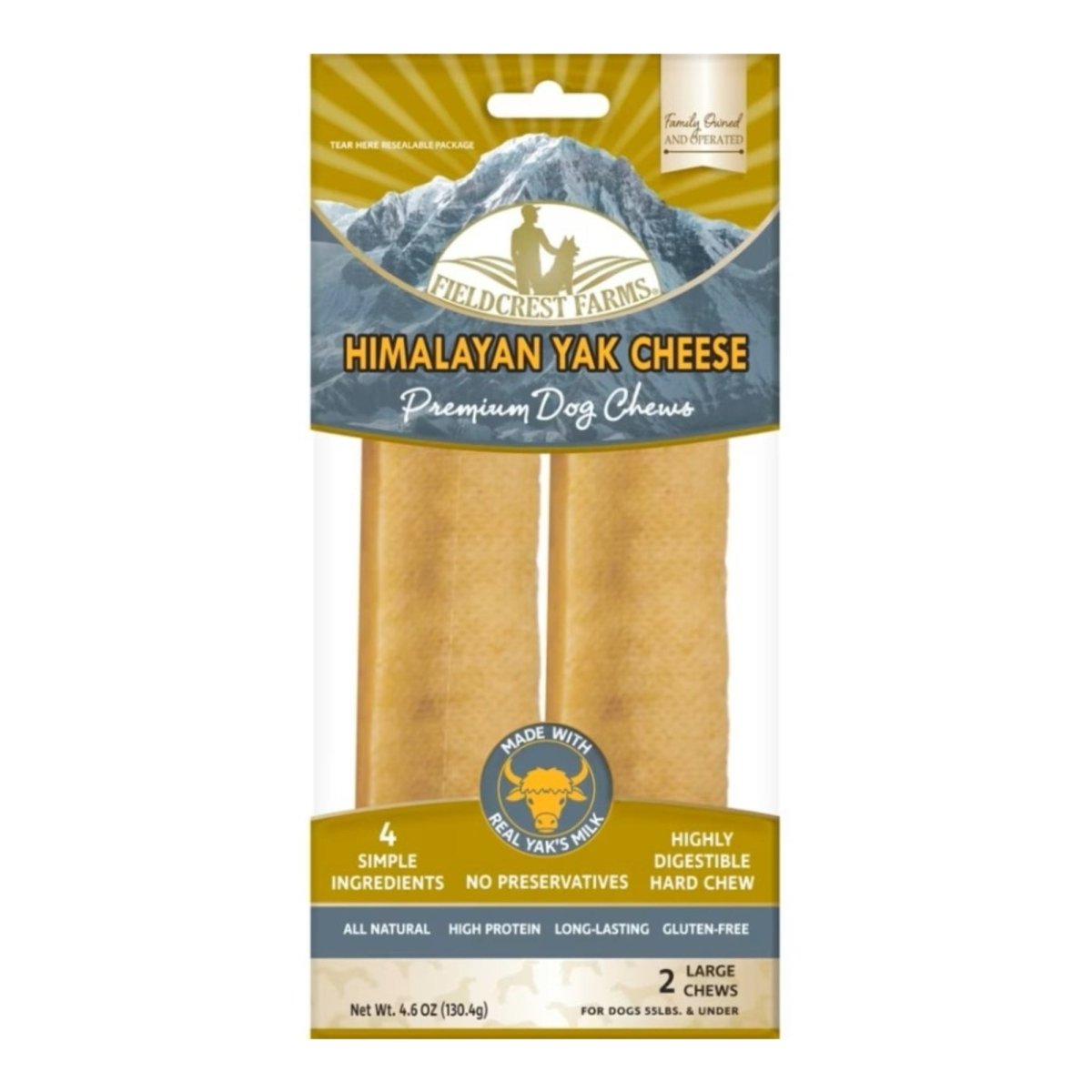 Fieldcrest Farms Himalayan Yak Cheese Dog Chew 1ea/LG, 2 pk - Pets Perfect