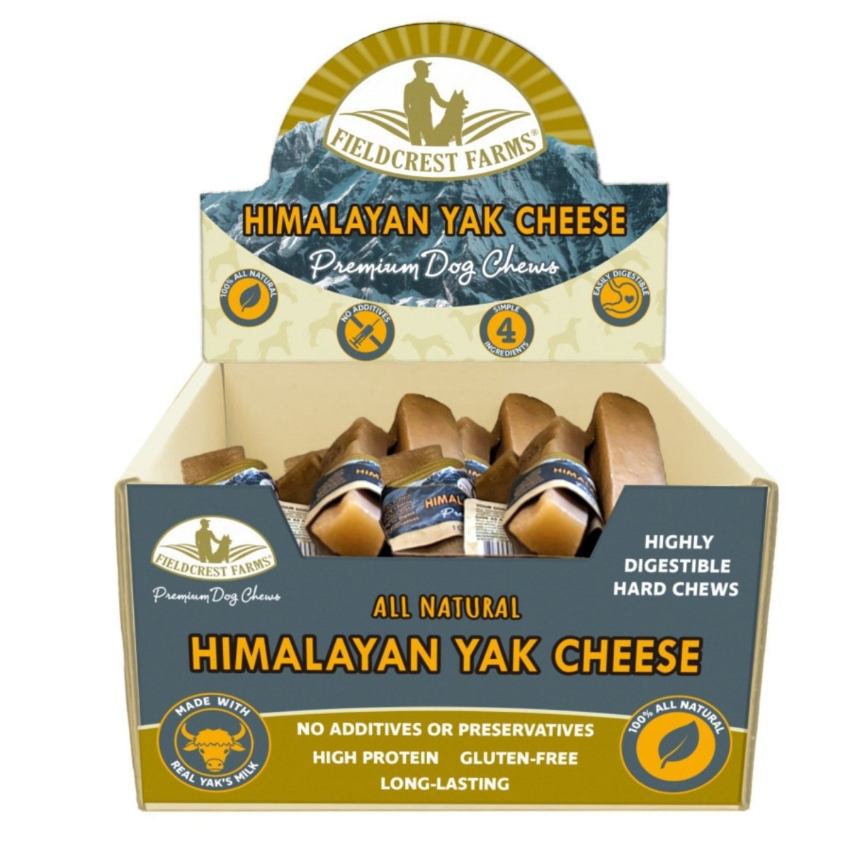 Fieldcrest Farms Himalayan Yak Cheese Chew – Natural, XL | Case of 24 - Pets Perfect
