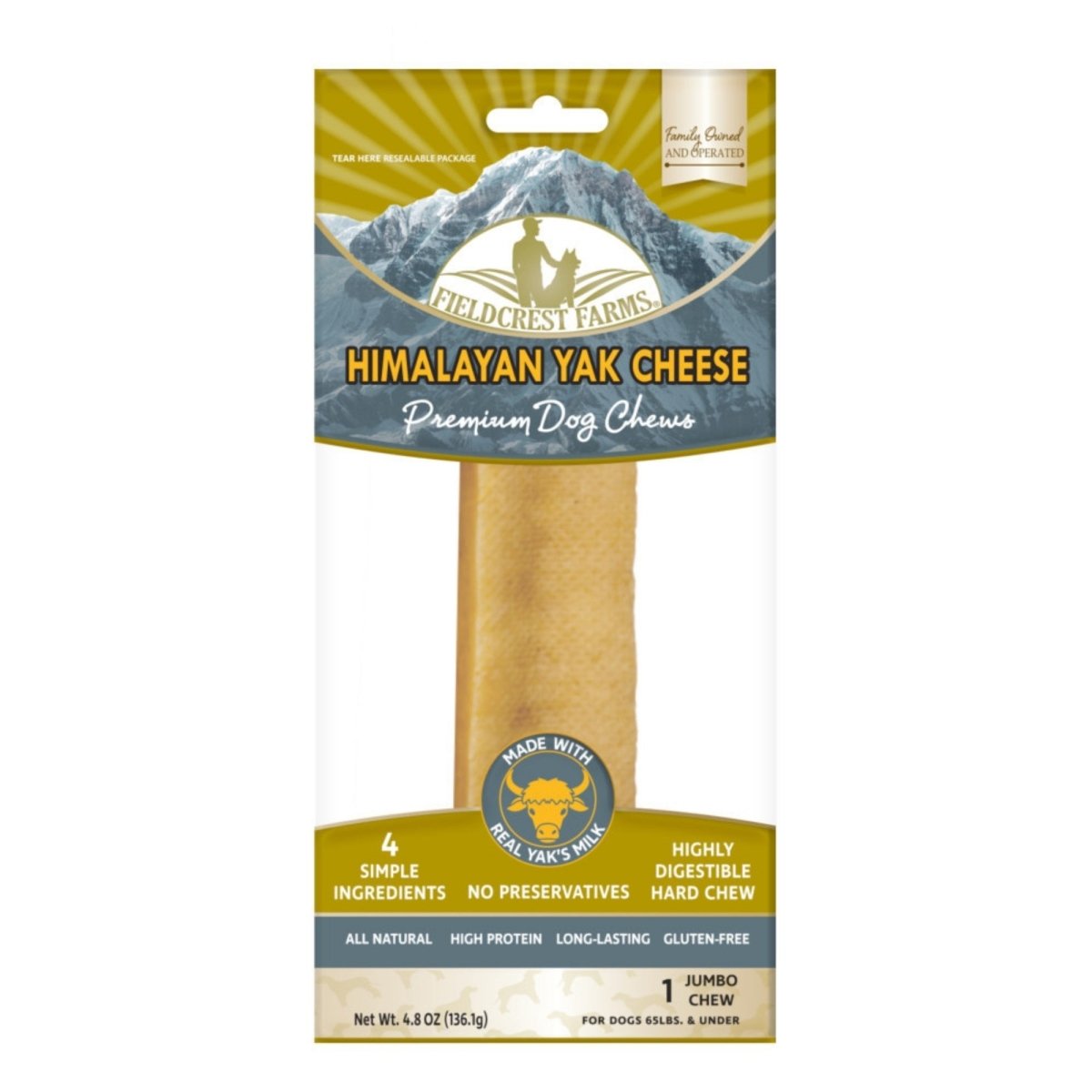 Fieldcrest Farms Himalayan Yak Cheese Dog Chew 1ea/Jumbo - Pets Perfect