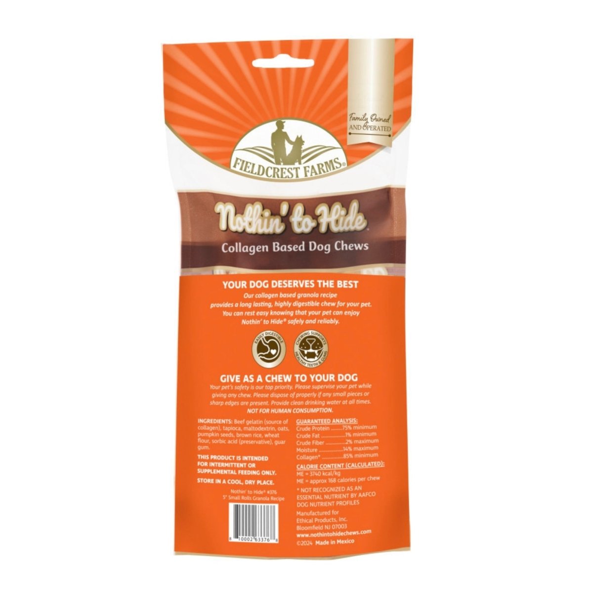 Fieldcrest Farms Nothin' To Hide Roll Dog Treat Granola, 1ea/SM, 5 in - Pets Perfect