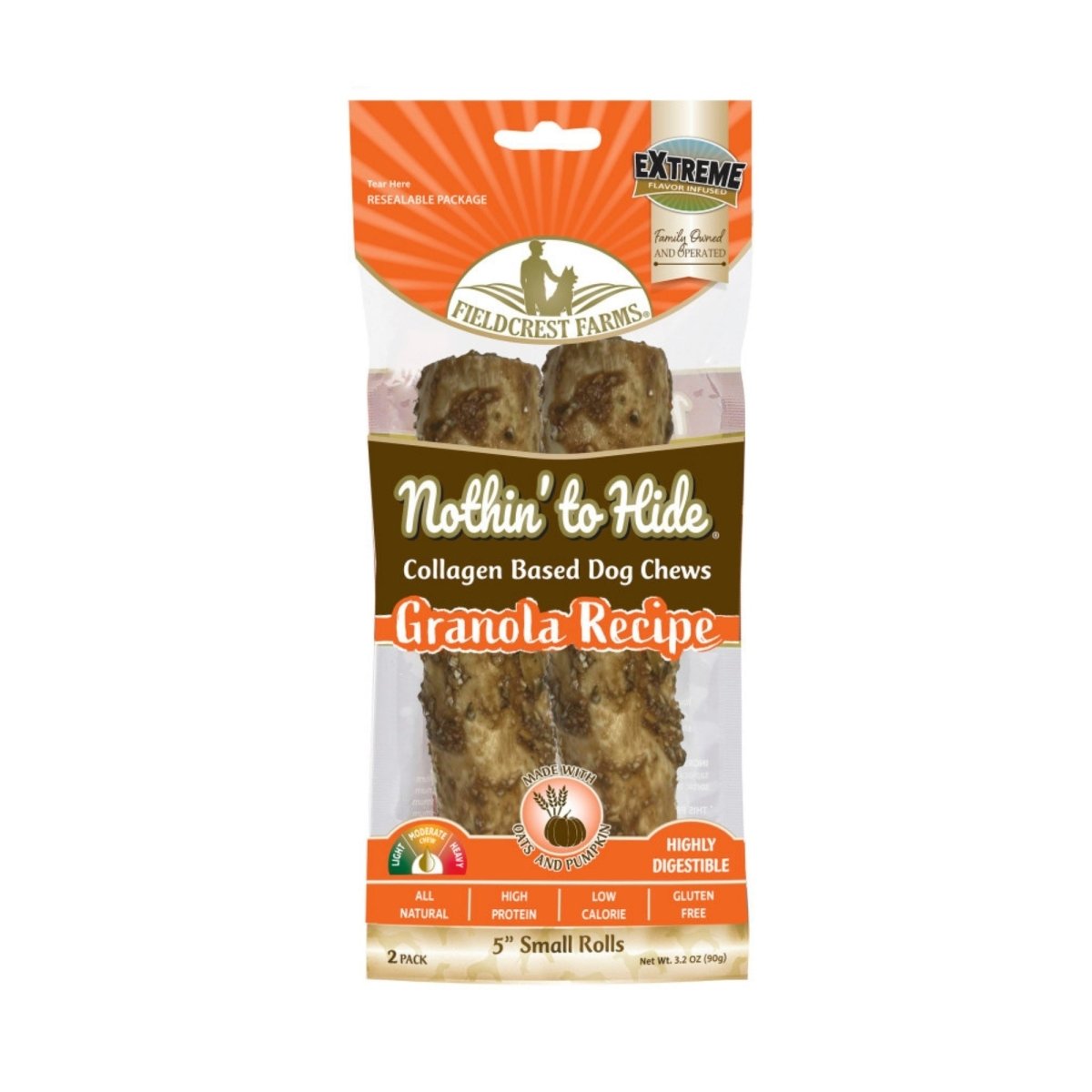 Fieldcrest Farms Nothin' To Hide Roll Dog Treat Granola, 1ea/SM, 5 in - Pets Perfect