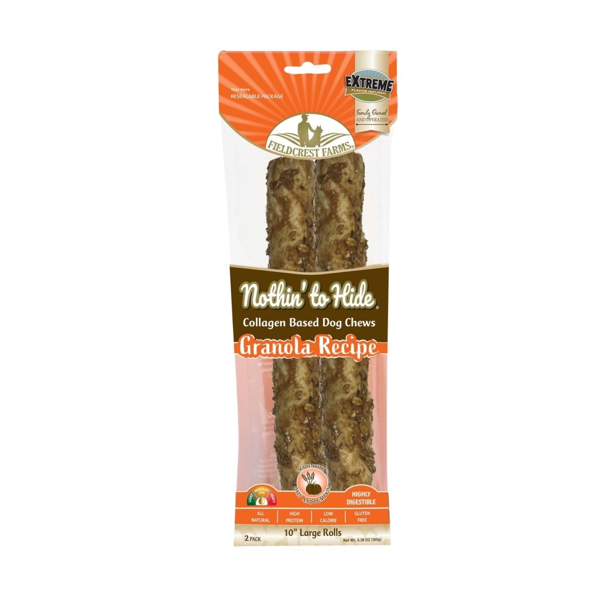 Fieldcrest Farms Nothin' To Hide Roll Dog Treat Granola, 1ea/LG, 10 in - Pets Perfect