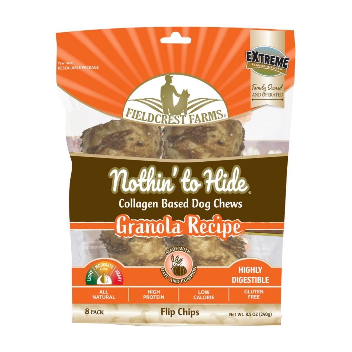 Fieldcrest Farms Nothin' To Hide Flip Chips Dog Treat Granola, 1ea/8 pk - Pets Perfect