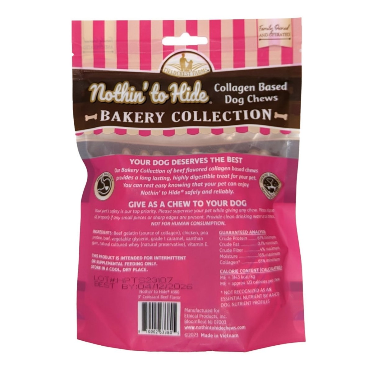 Fieldcrest Farms Nothin' To Hide Bakery Collection Dog Treat Croissant, Beef, 1ea/3 in, 3 pk - Pets Perfect