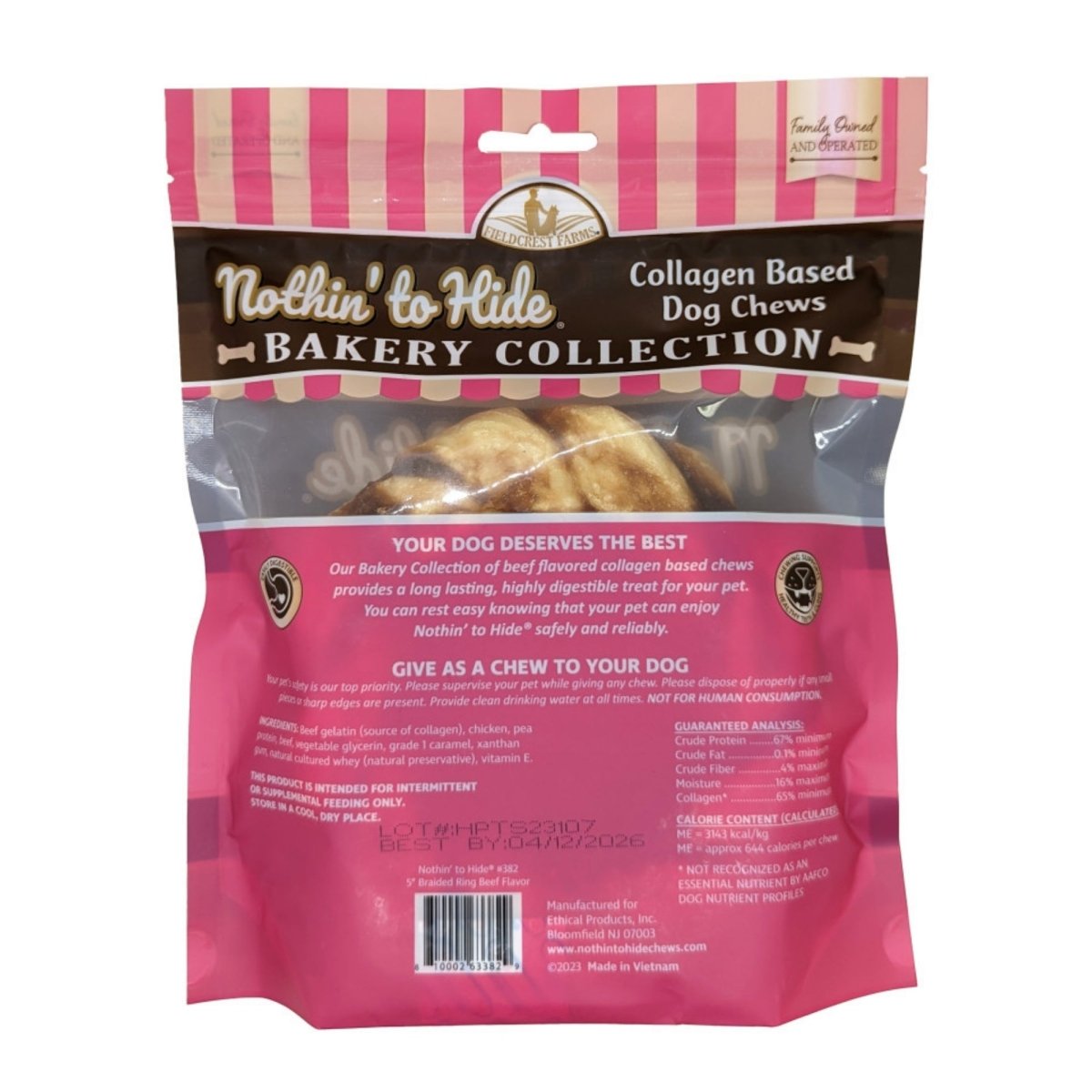Fieldcrest Farms Nothin' To Hide Bakery Collection Dog Treat Braided Ring, Beef, 1ea/5 in - Pets Perfect